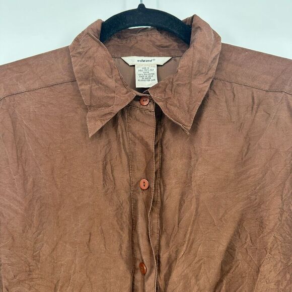 Vintage Edward Womens 100% Silk Button Up Tunic Shirt Size 12 Sequins Lagenlook - Picture 7 of 12